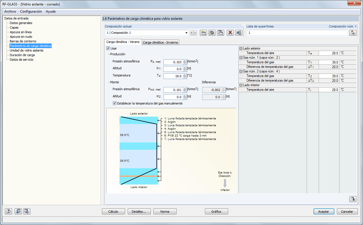 1.6 Klimalasten-Parameter für Isolierglas