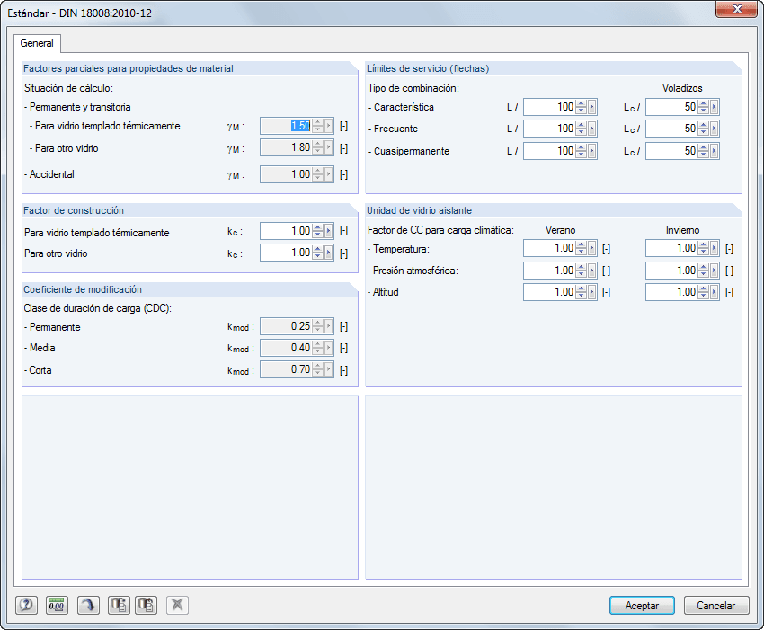 Configuración estándar