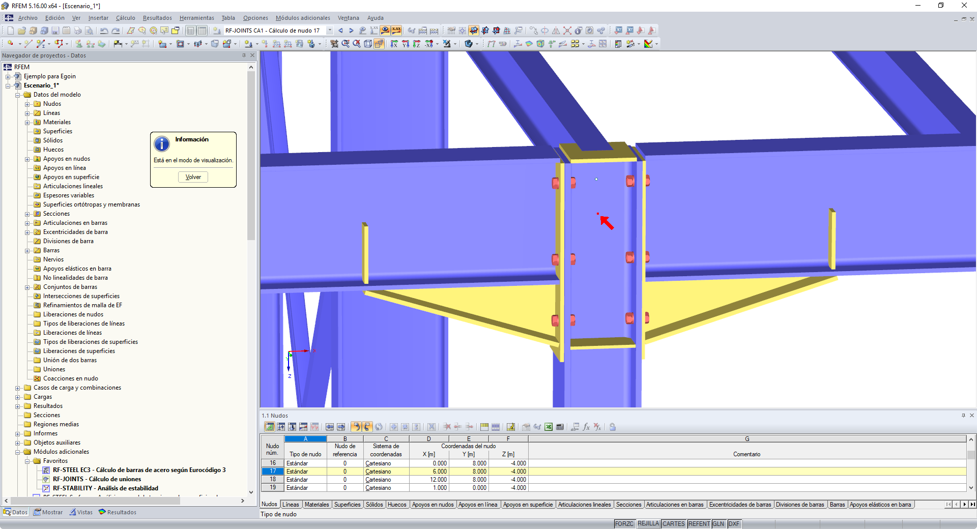 Visualisierung eines Träger-Stütze-Anschlusses in RFEM