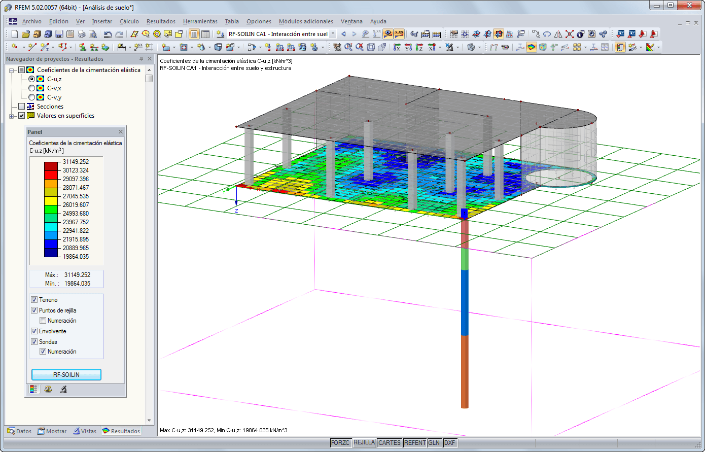 Ergebnisdarstellung der Bettungskoeffizienten in RFEM