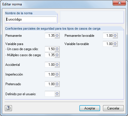 Teilsicherheitsbeiwerte der Norm bearbeiten