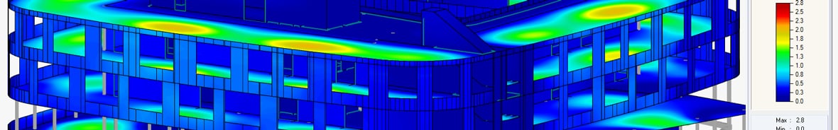 FEM-Statikprogramm RFEM | Ergebnisverläufe eines Gebäudemodells