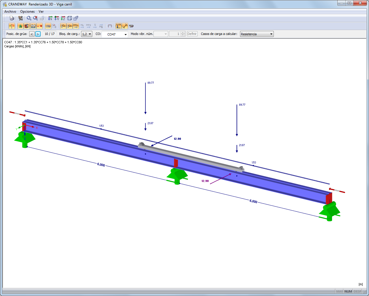 Programa independiente CRANEWAY | Viga carril para puente grúa en renderizado 3D