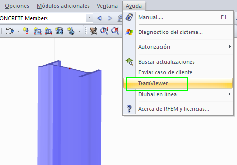 Verlinkung zum TeamViewer im Hilfe-Menü von RFEM und RSTAB