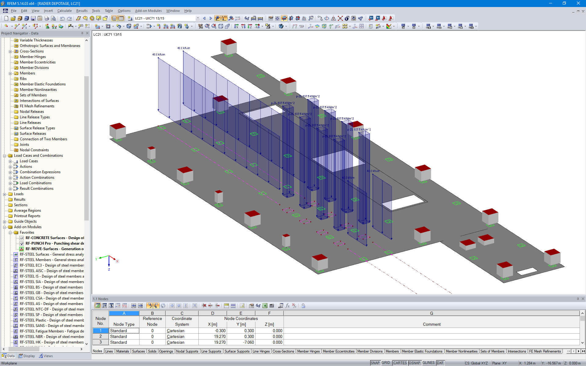 Cargas móviles aplicadas a losas de suelo en RFEM