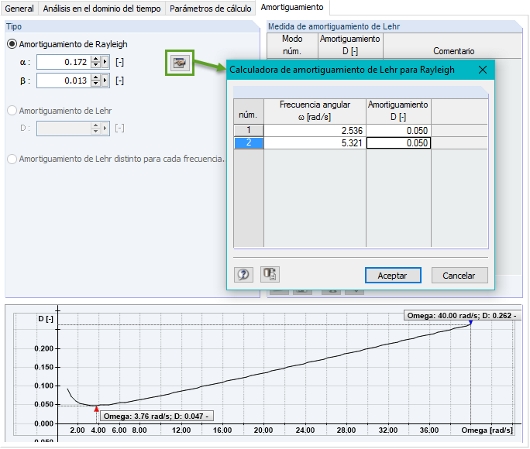 RF-/DYNAM Pro - Erzwungene Schwingungen: Konvertierung der Lehrschen Dämpfung in eine Rayleigh-Dämpfung