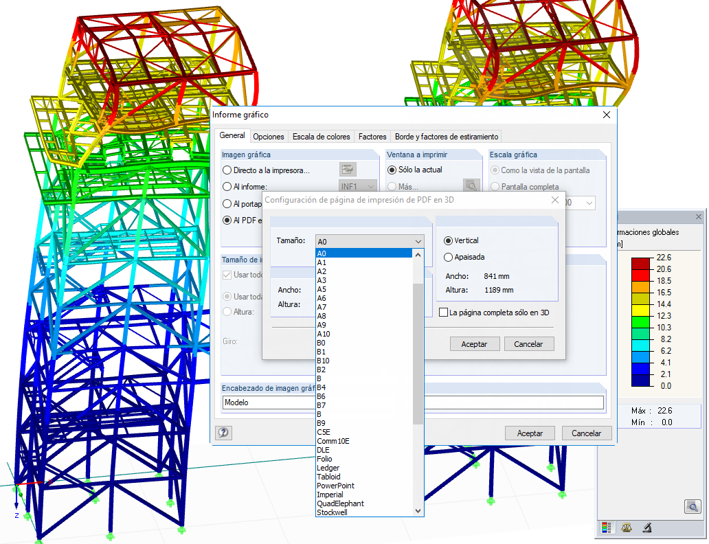 RFEM/RSTAB: 3D-PDF-Druck in verschiedene Blattformate