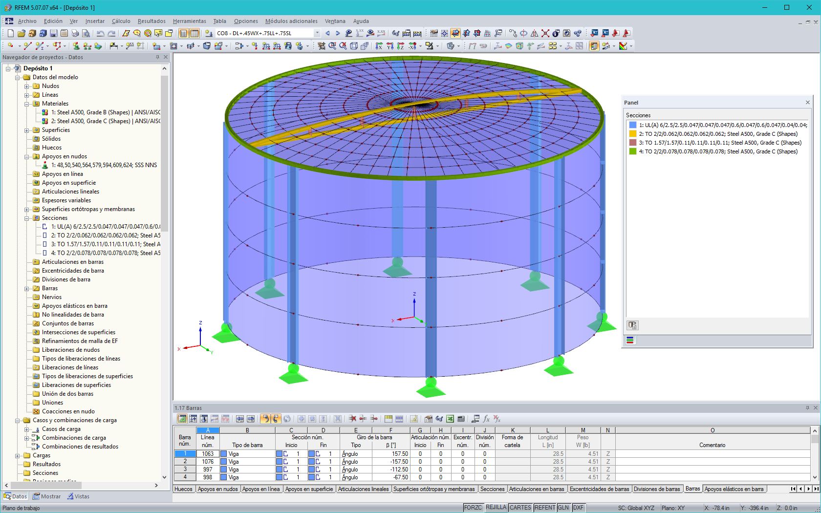 Modelo en 3D de un depósito de agua en RFEM (© Rocky Summit EC)