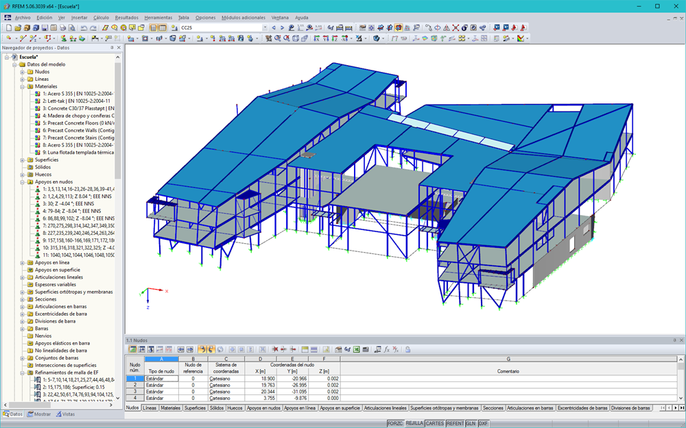 Modelo de RFEM del nuevo edificio de la escuela en Gol, Noruega (© DBC AS)