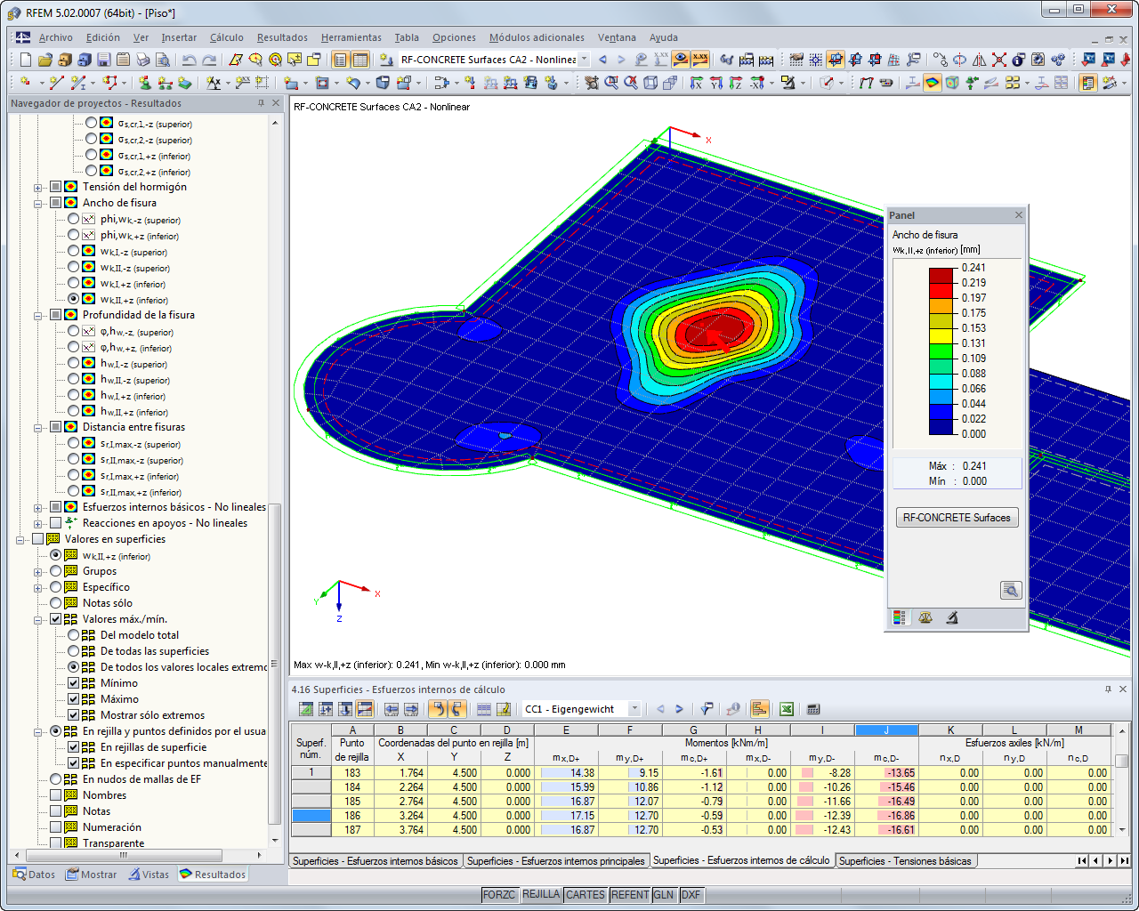 Grafische Darstellung der nichtlinear berechneten Rissbreiten in RFEM