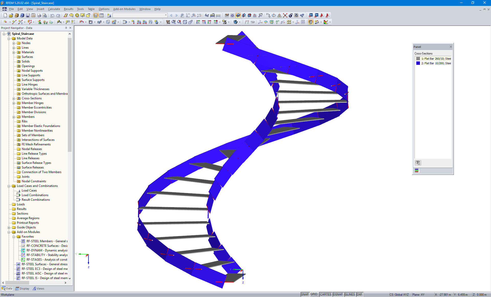 Escalera de caracol generada en RFEM