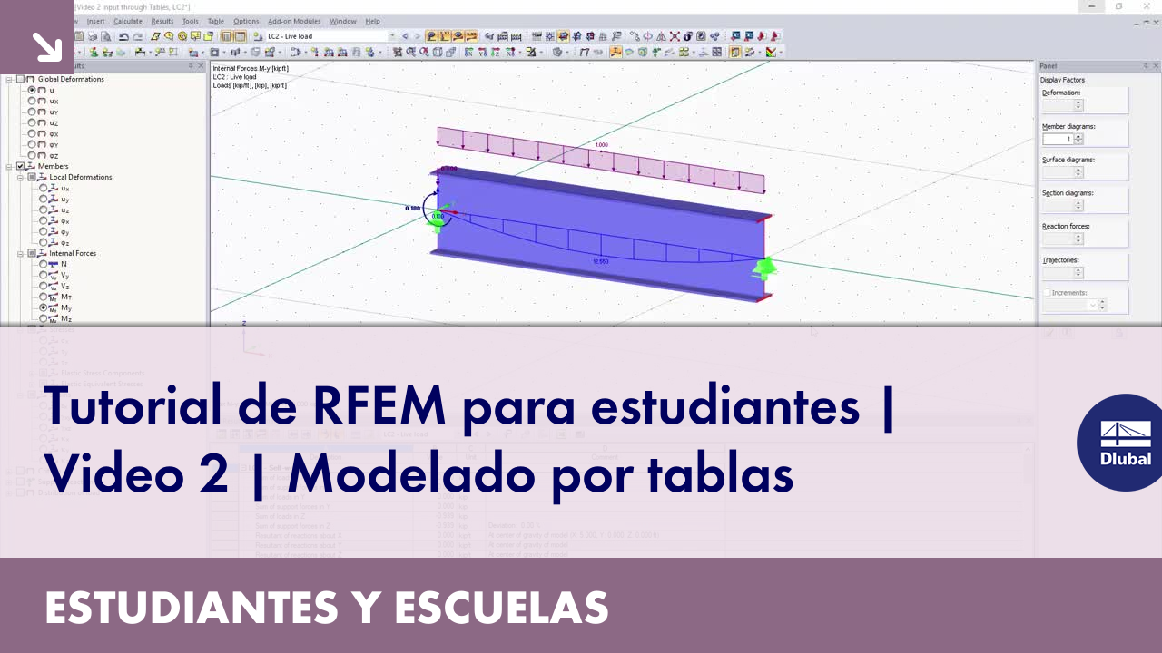 Tutorial de RFEM para estudiantes | Video 2 | Modelado por tablas