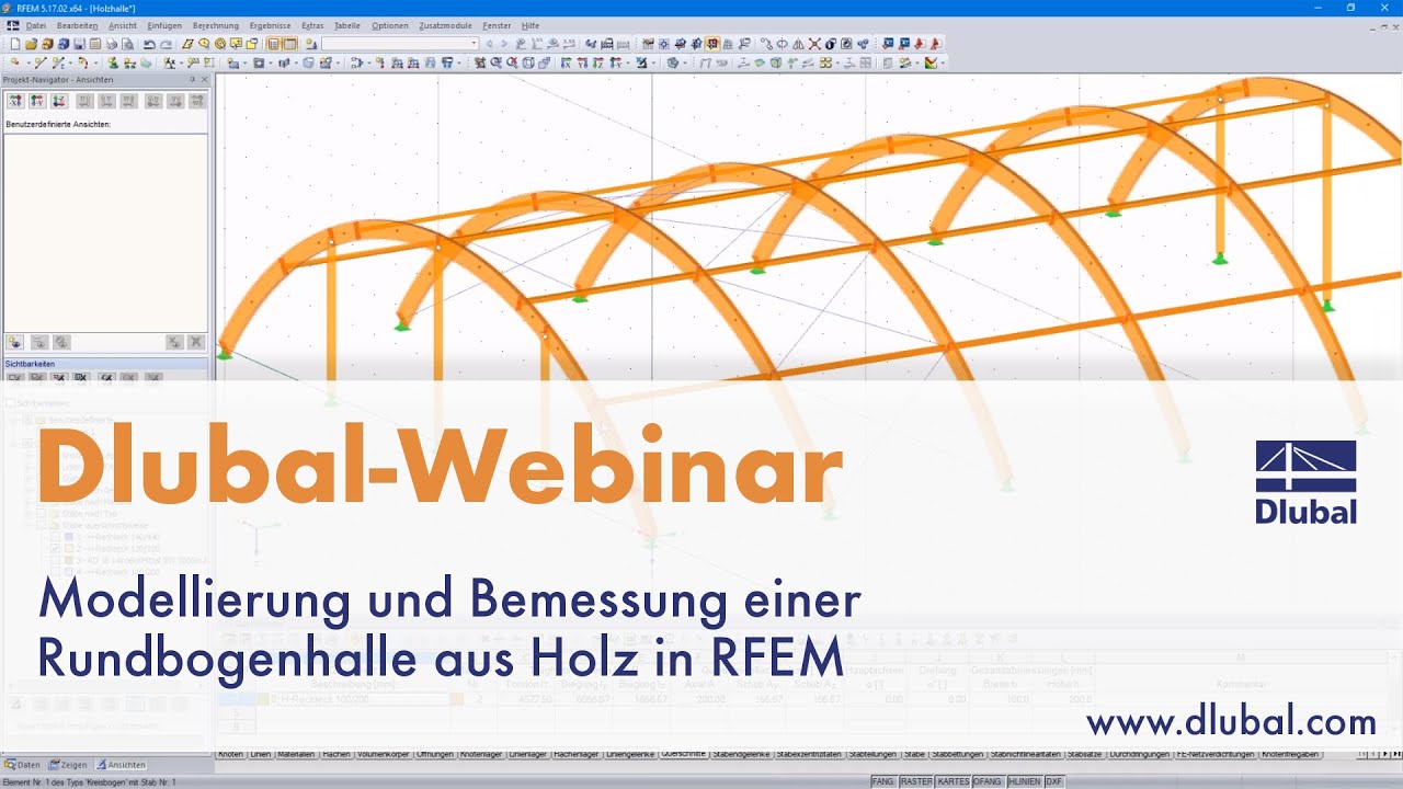 Webinar: Modellierung, Bemessung einer Holzbogenhalle