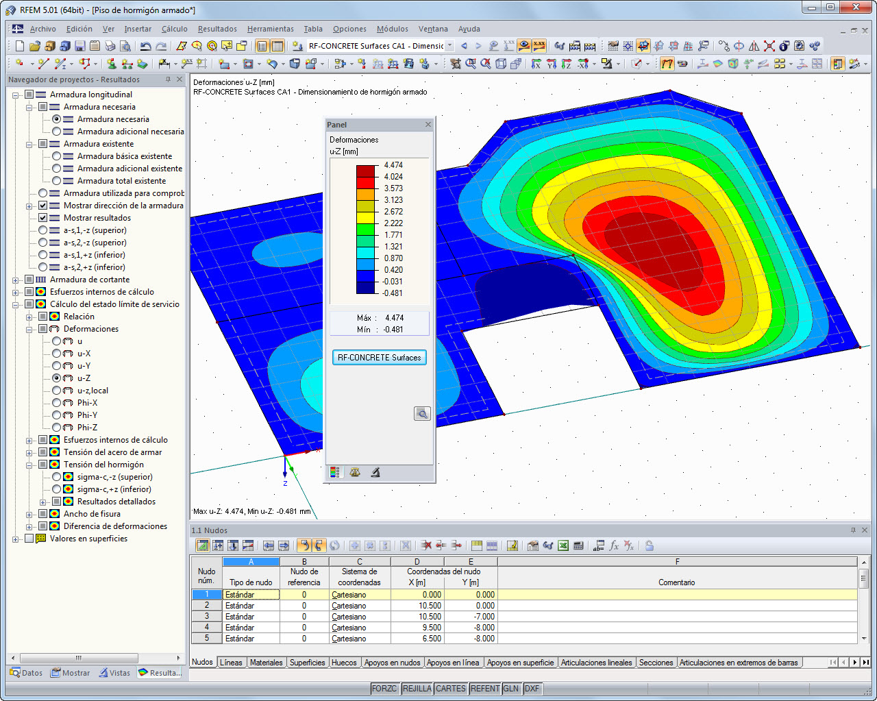 Visualización de deformaciones en RFEM