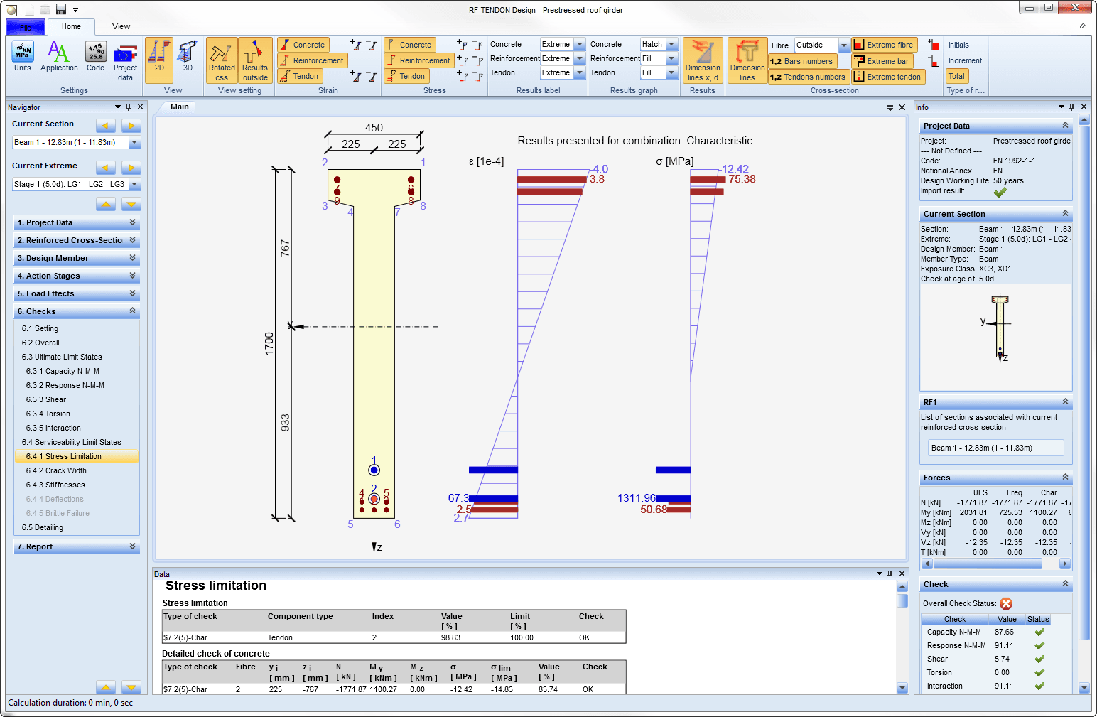 RF-TENDON Design - Spannungsbegrenzung