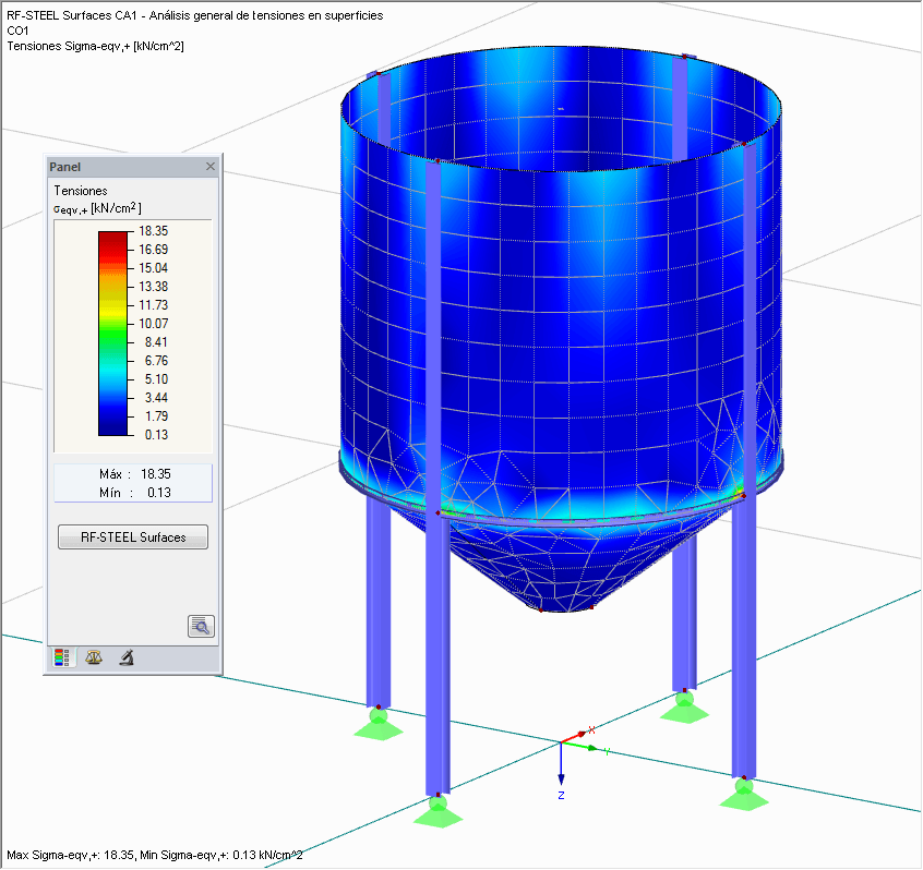 Grafische Darstellung der Vergleichsspannung an Flächen