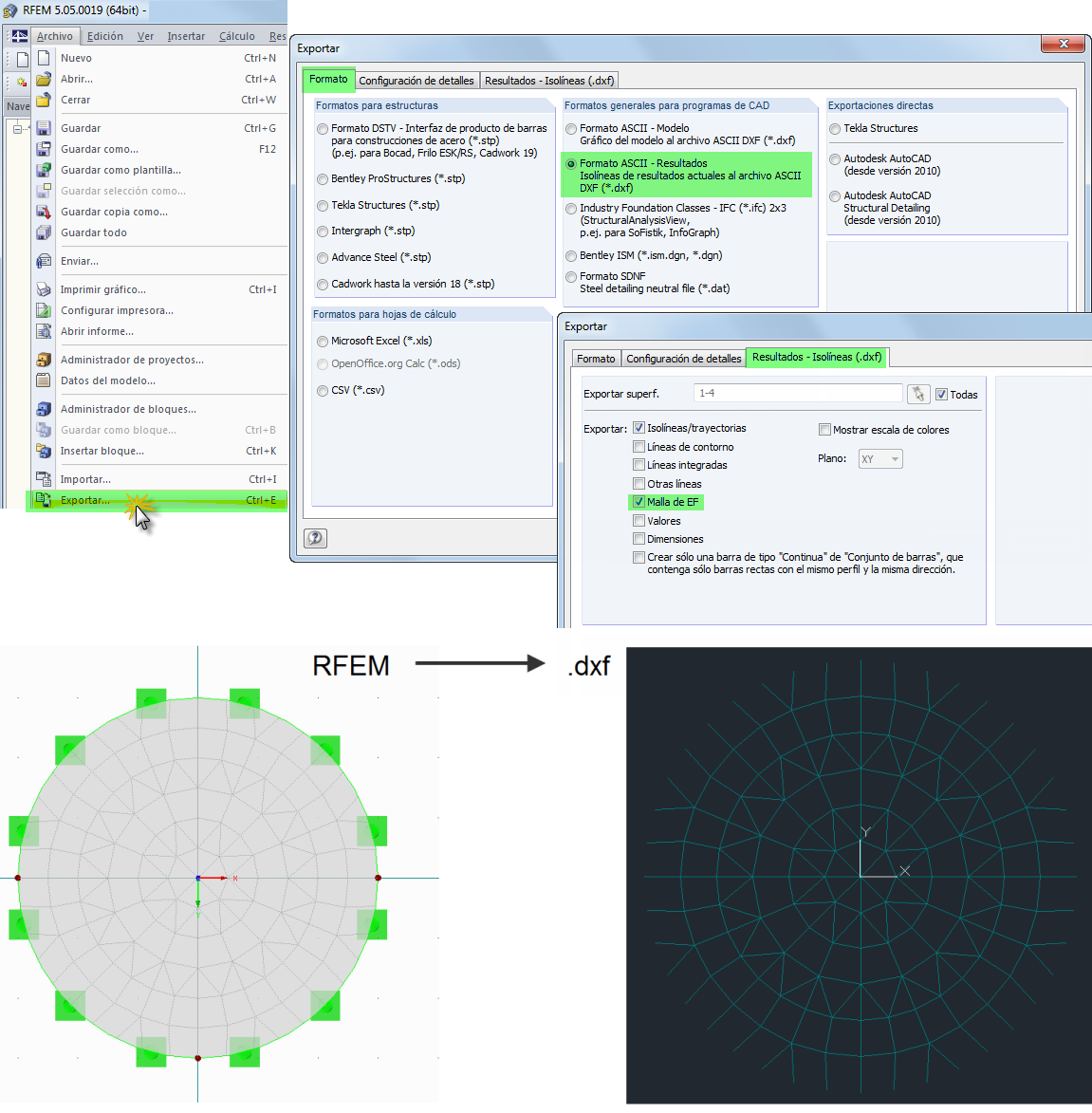 FE-Netz in DXF exportieren