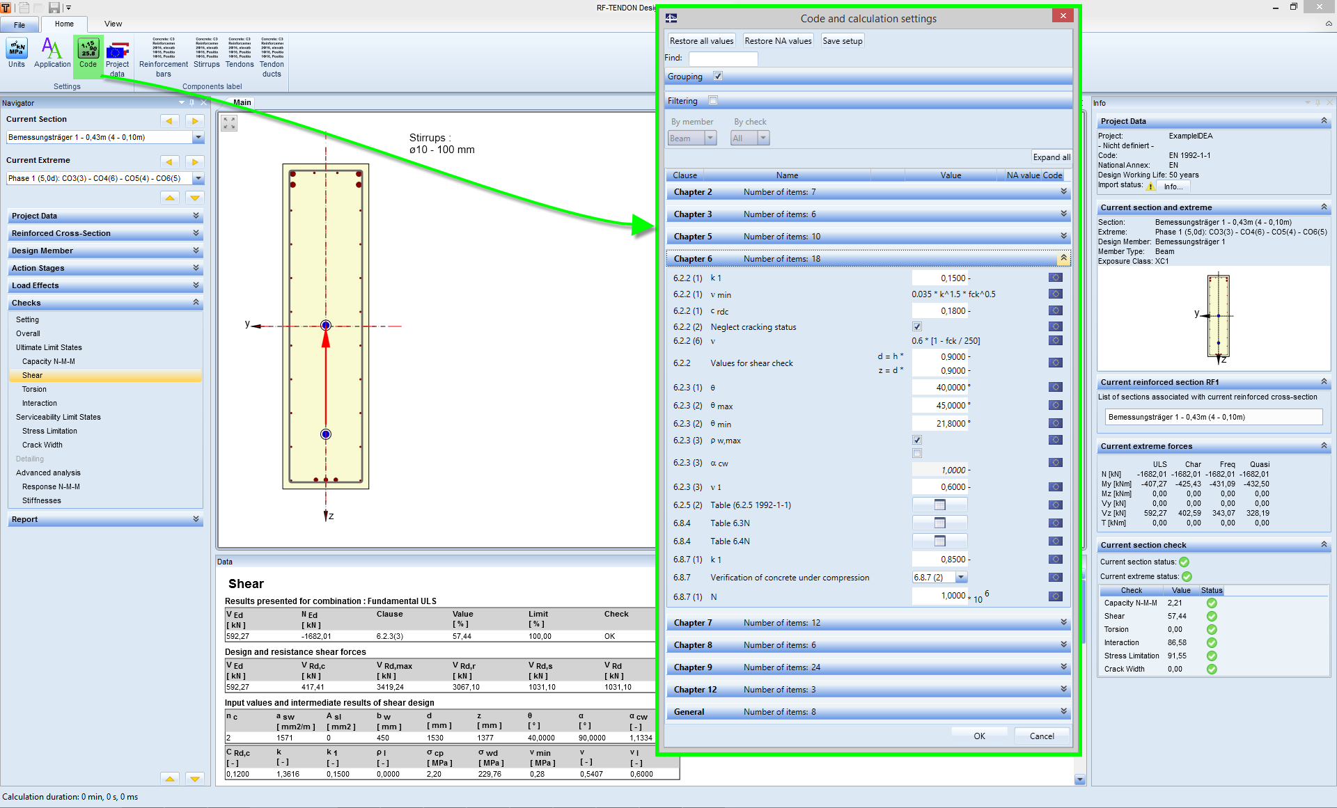 Configuración estándar y de cálculo