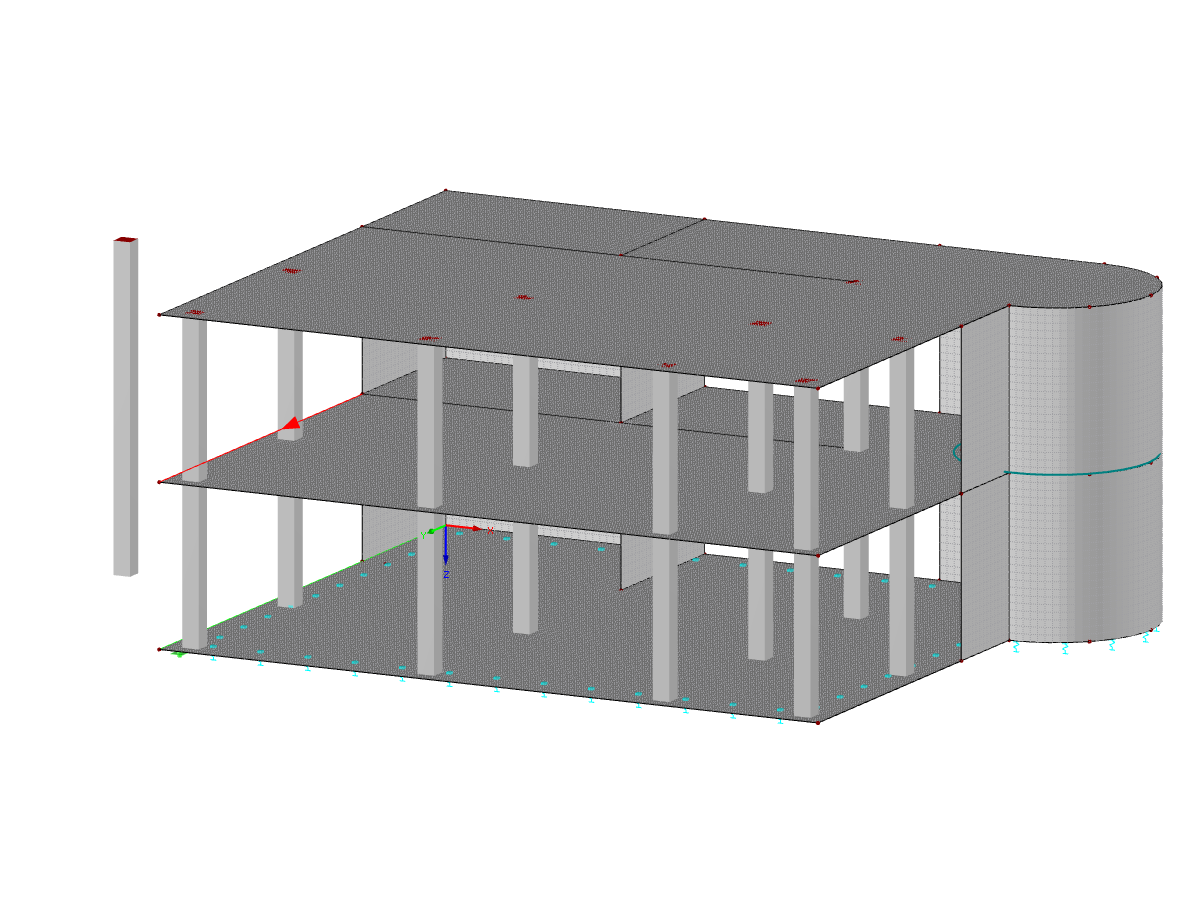 Edificio de hormigón con viga de resultados