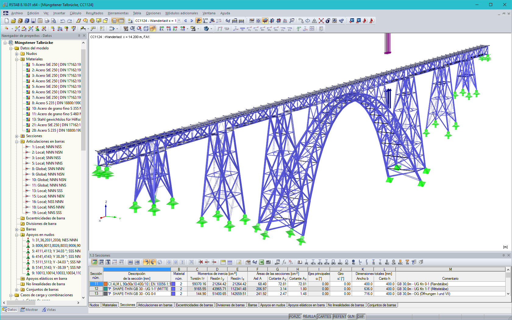 Modelo en 3D del viaducto de Müngsten en RSTAB (© PSP)