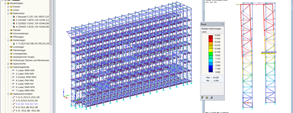 Modelo 3D del sistema de estanterías en RFEM (© NEDCON BV)