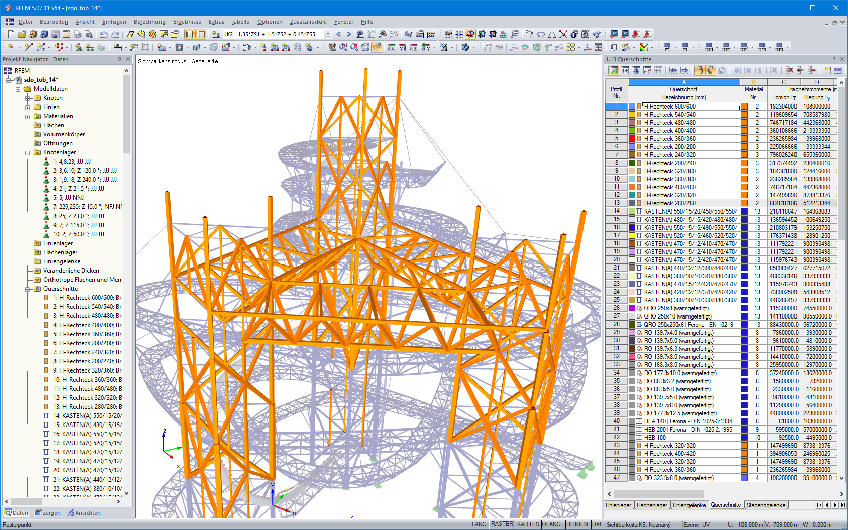 Estructura de apoyo de madera en RFEM