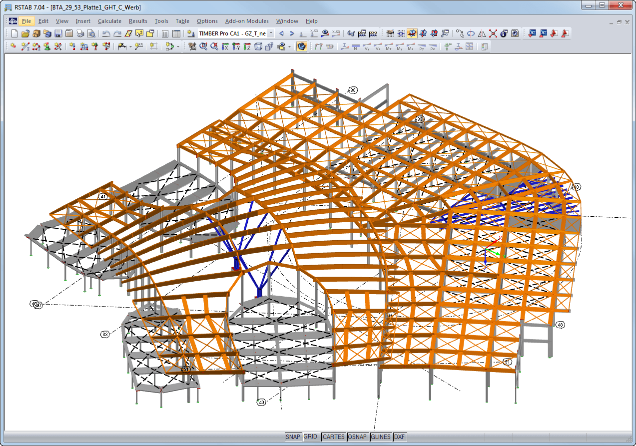 Parte de la estructura diseñada en RSTAB (© ATP)