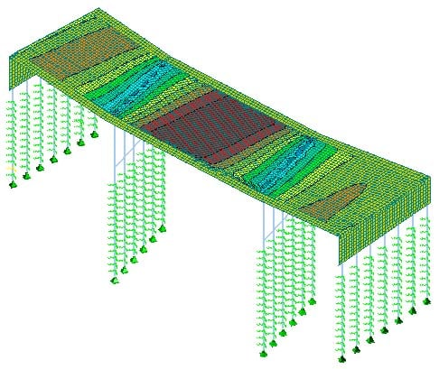 Puente de hormigón armado sobre cimentación de pilotes