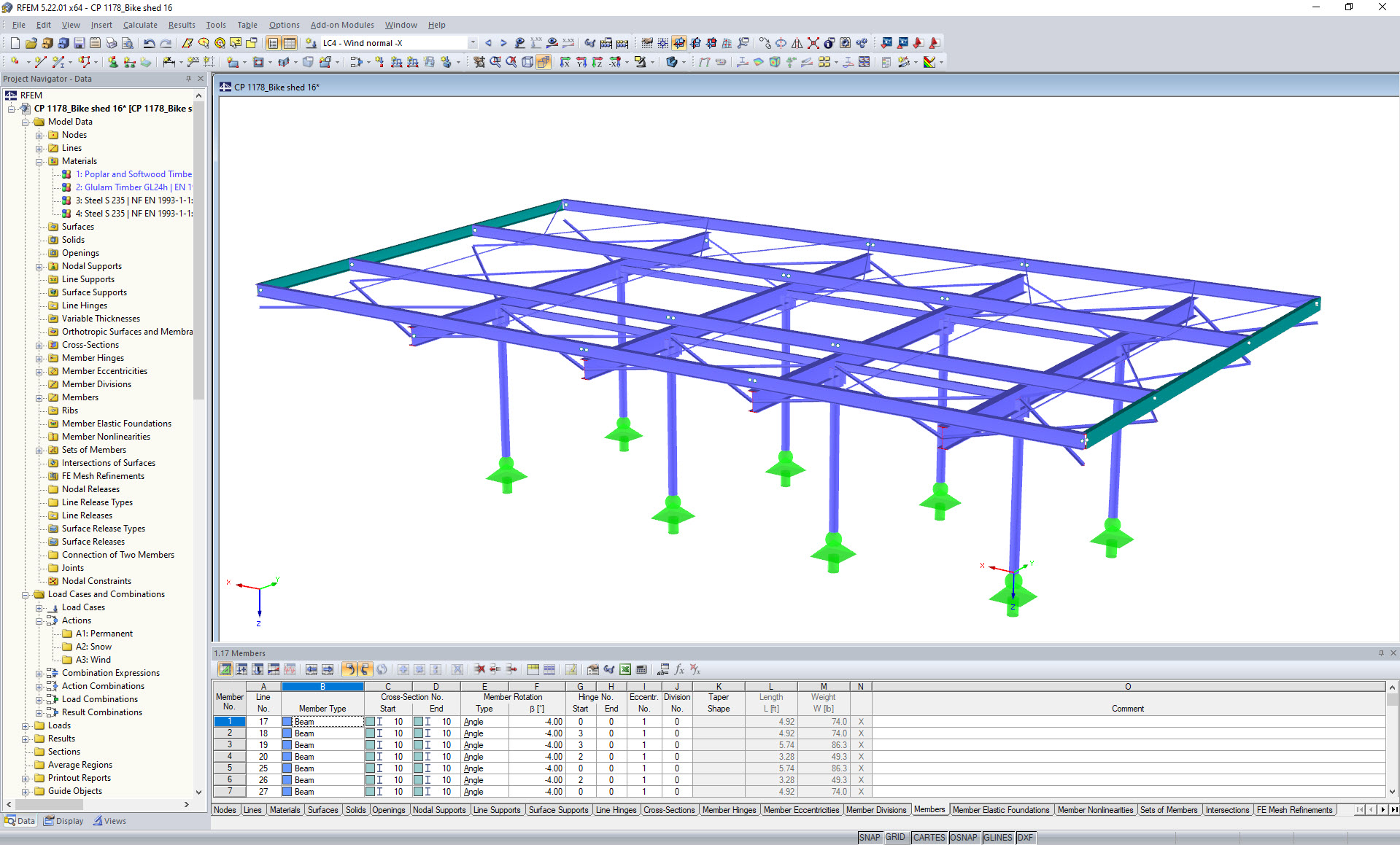 Modelo de RFEM de refugio para bicicletas (© BET Moselle Bois)