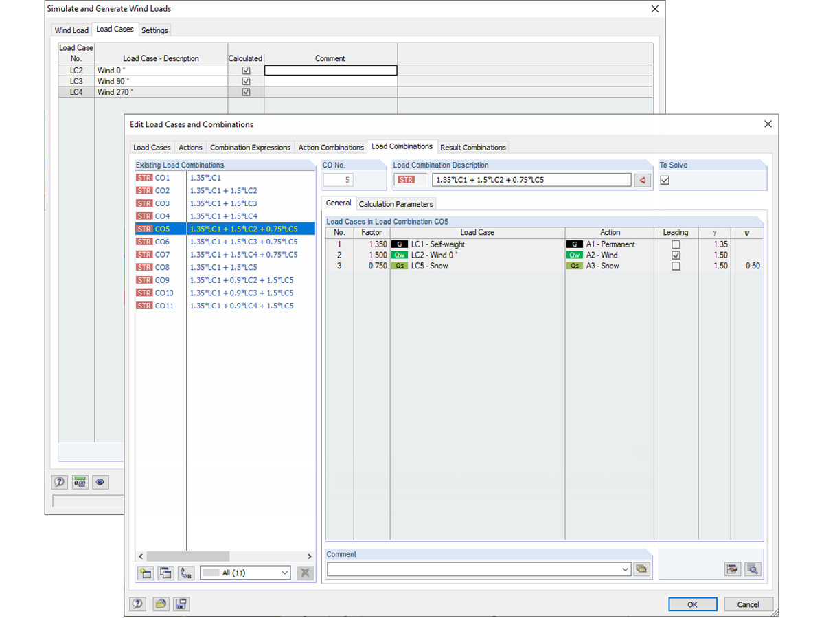 Casos de carga de RWIND Simulation