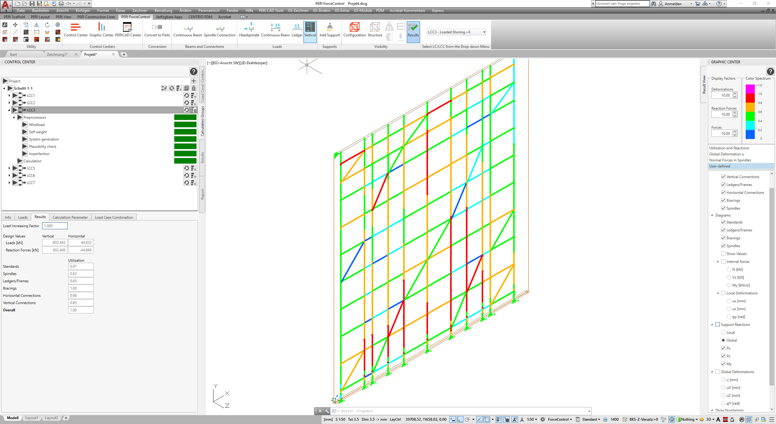 Modelo calculado con la relación de cálculo en AutoCAD (© PERI GmbH)