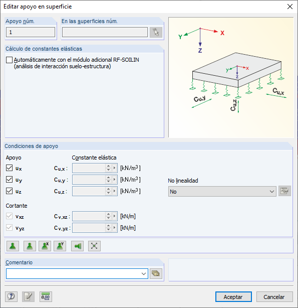 Cuadro de diálogo "Editar apoyo en superficie"