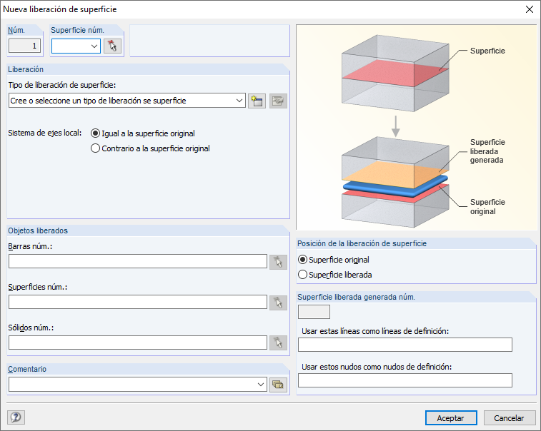 Cuadro de diálogo "Nueva versión de superficie"