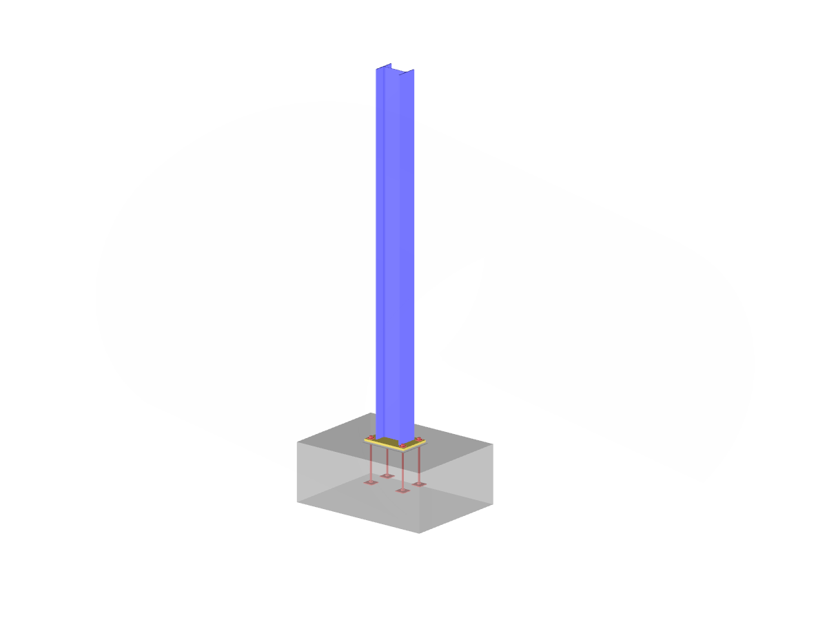 Columna de acero con cimentación de hormigón