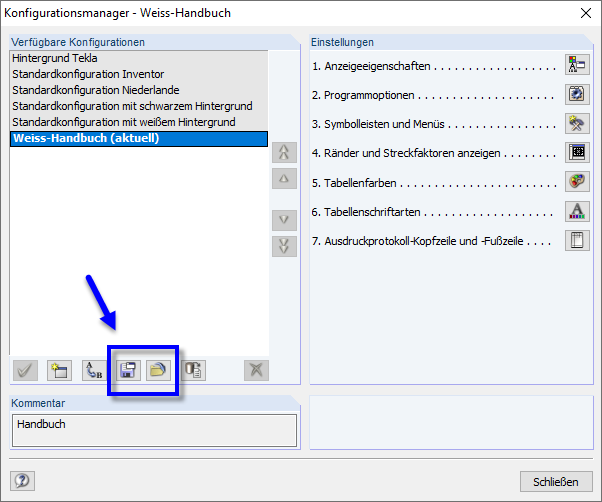 Guardar e importar la configuración personal en el administrador de configuración