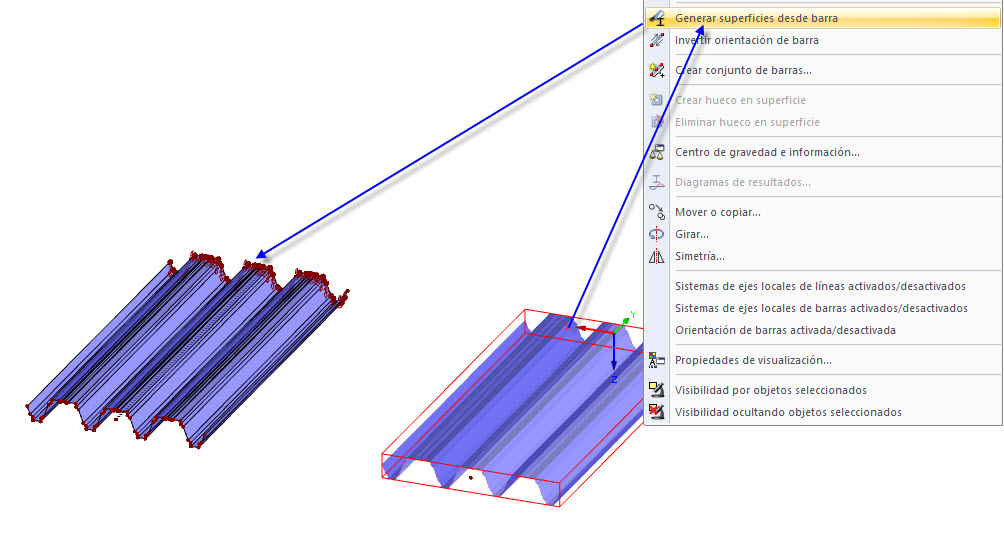 Función "Generar superficies a partir de barra"
