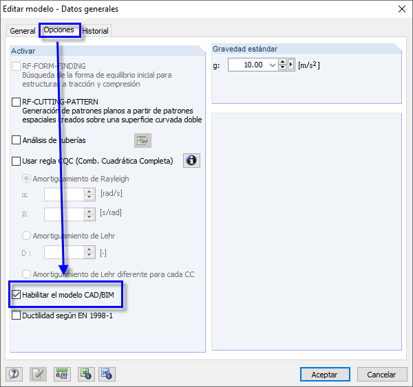 Permitir el modelo CAD BIM