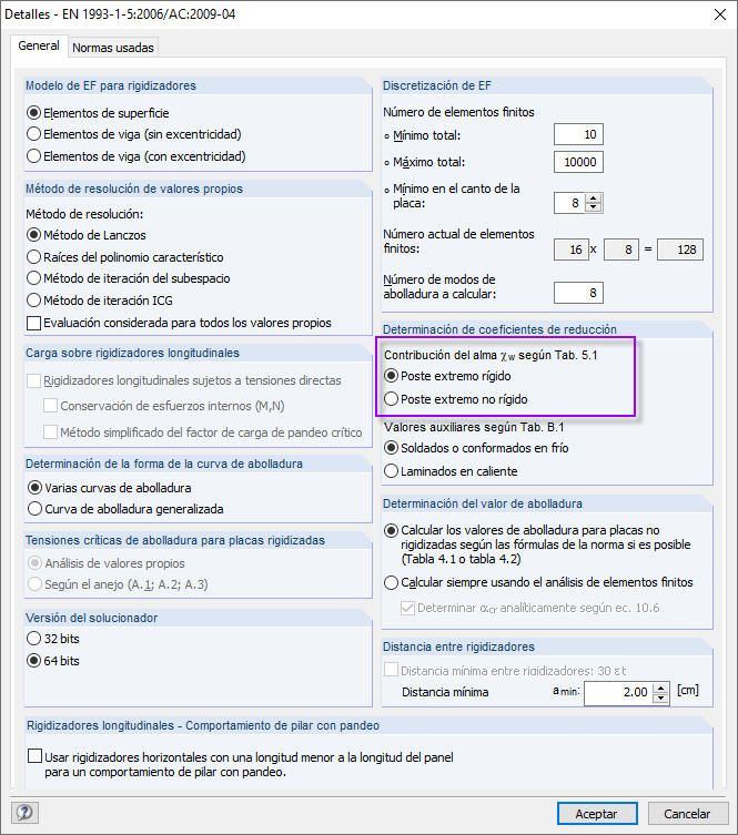 Detalles - Determinación de los factores de reducción