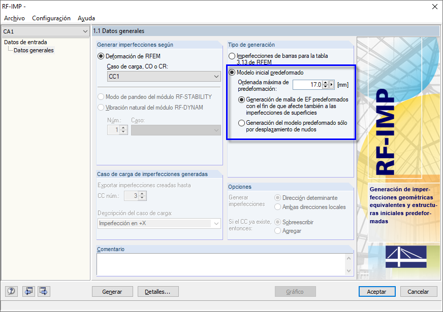 Configuración en el módulo RF-IMP