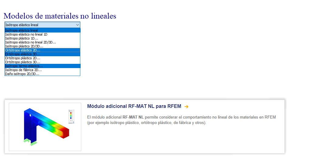 Modelos de materiales en RFEM
