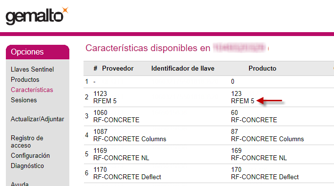 Visualización de nombres de productos en el Centro de control de administración