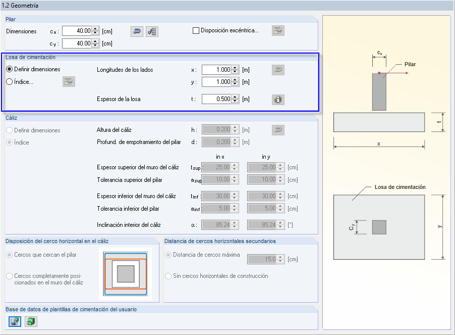 Definir dimensiones