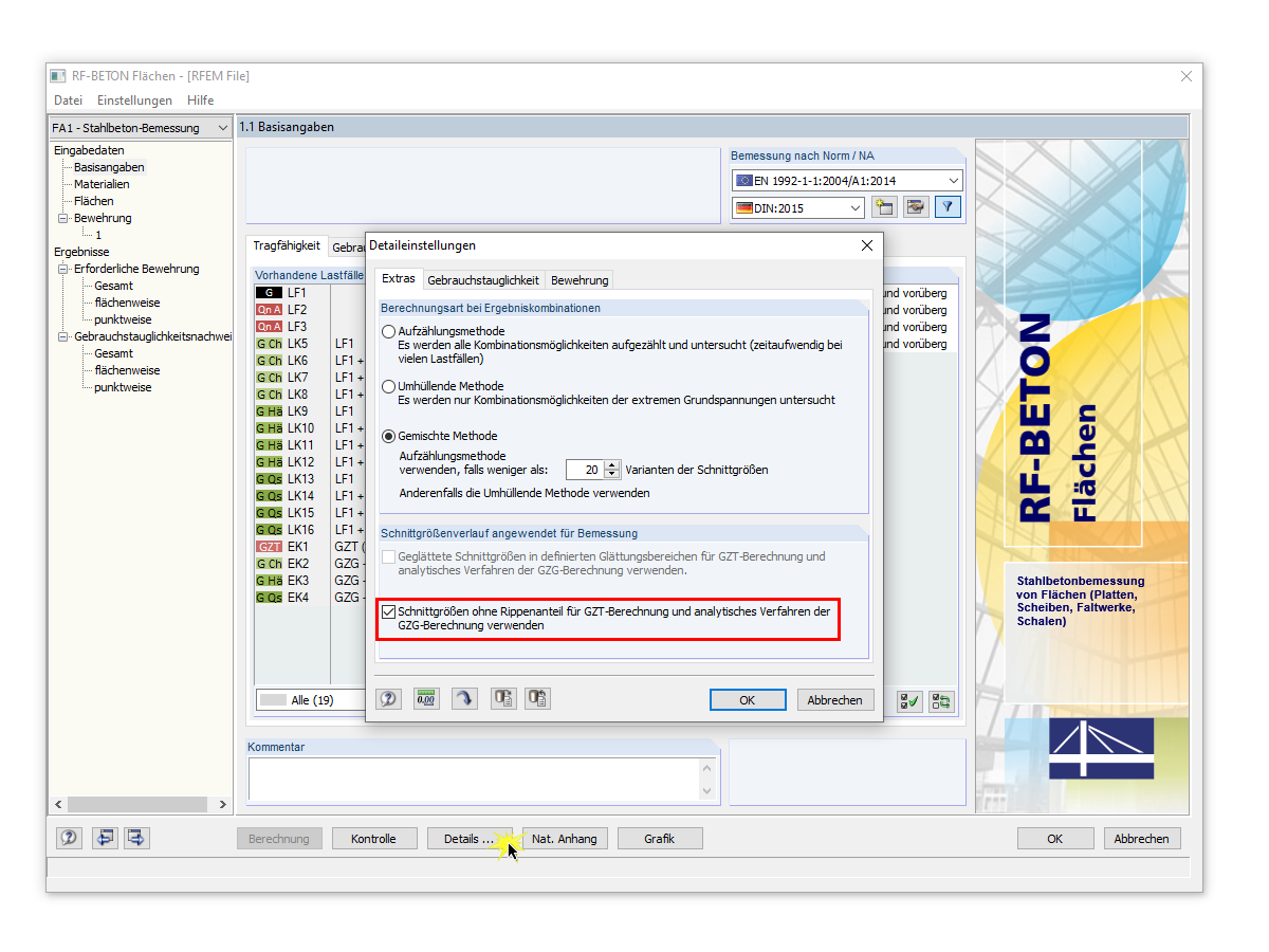 Configuración en detalles de RF-CONCRETE Surfaces