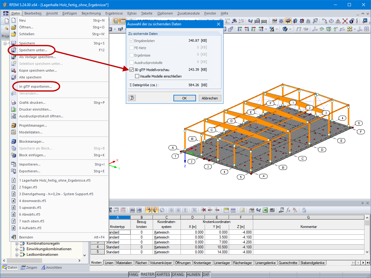 Opciones para crear un modelo glTF