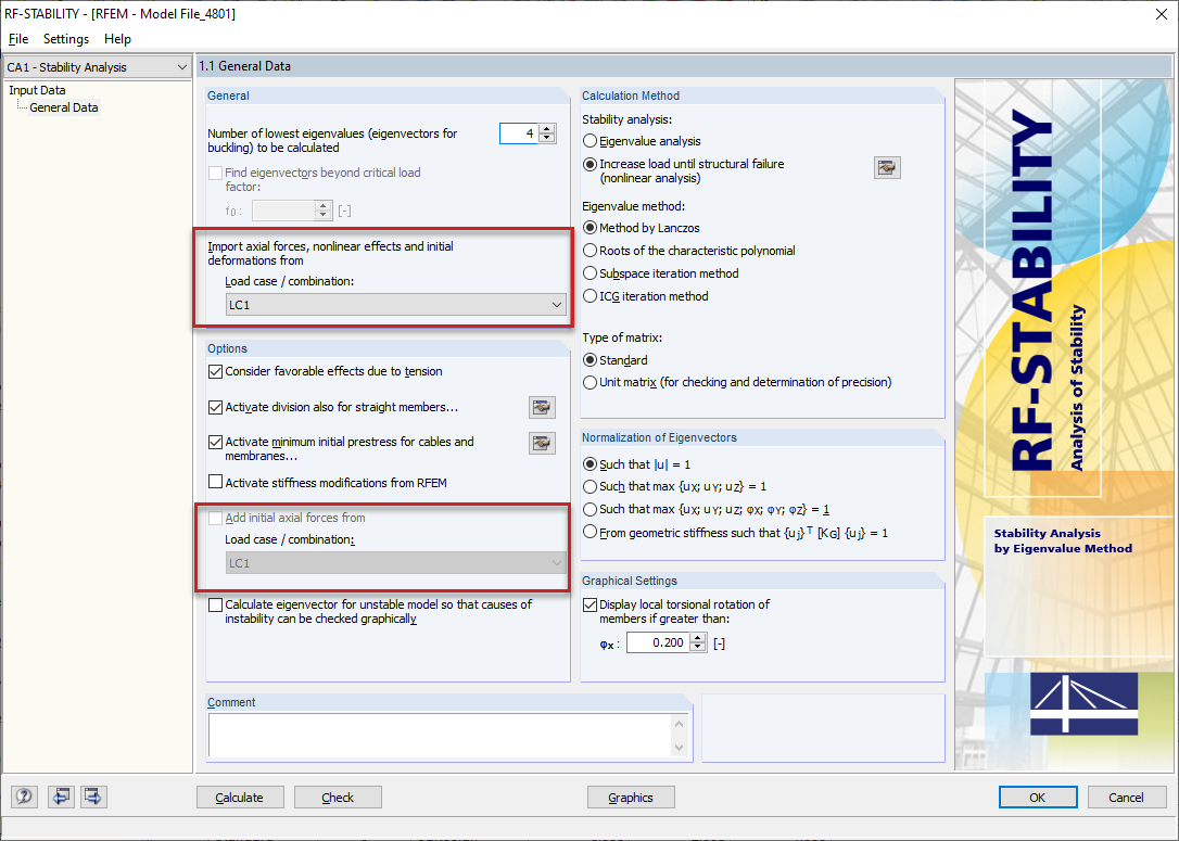 Datos generales en RF-STABILITY