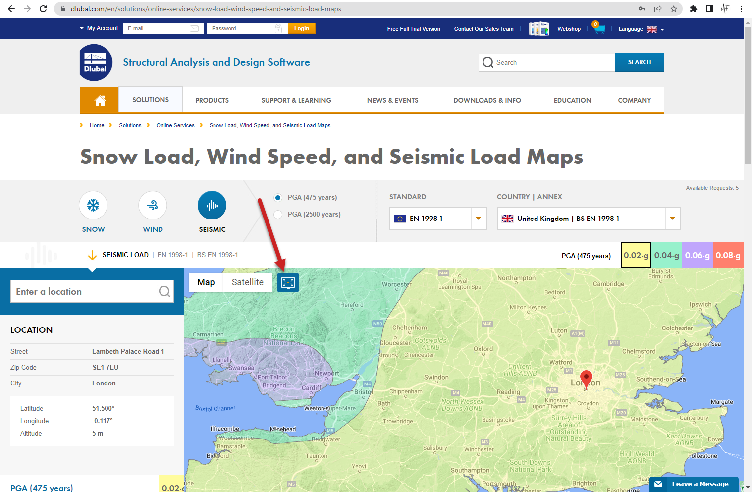 Opción de pantalla completa de la herramienta de zonas geográficas