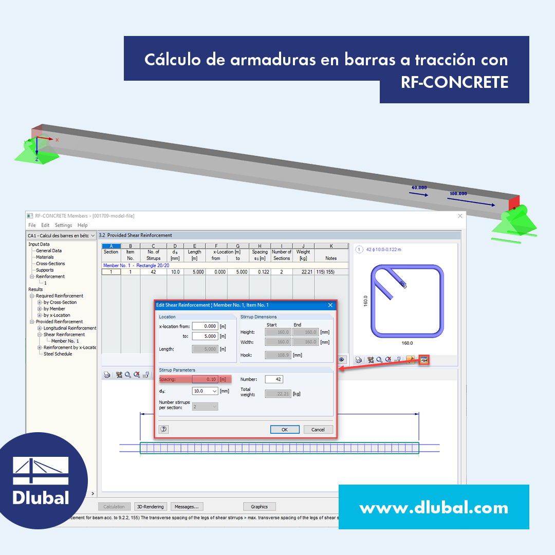 Cálculo de la armadura de un tirante de hormigón con RF-CONCRETE Members