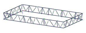 Modelo RSTAB de cerchas de acero para fachadas de aproximadamennte 10 m de altura (© Gruner AG)