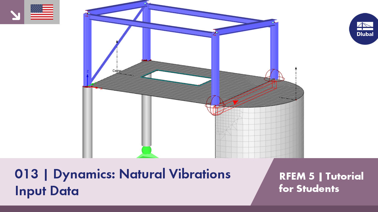 Tutorial de RFEM 5 para estudiantes | 013 Dinámica: Vibraciones naturales | Datos de entrada