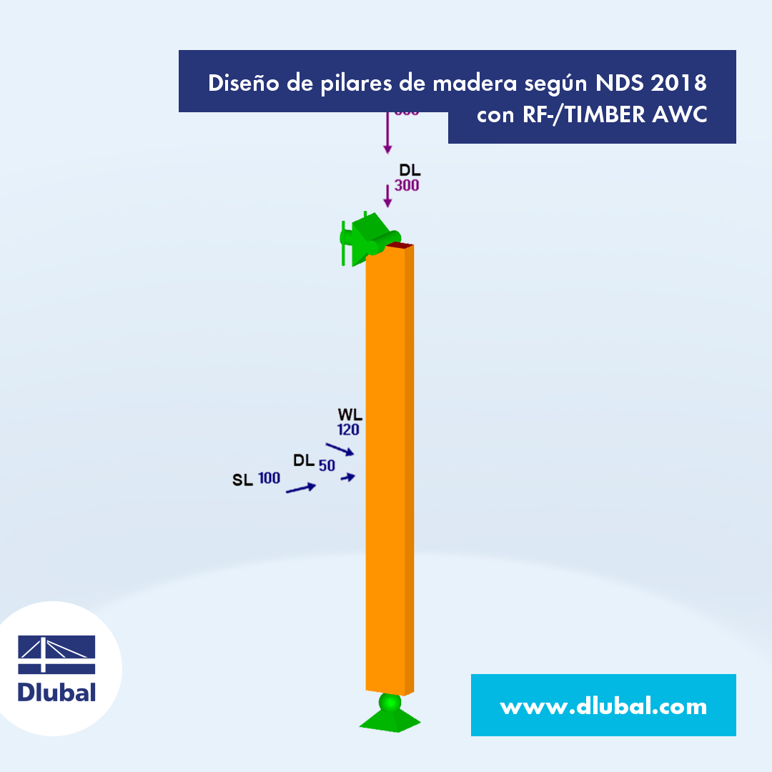 Diseño de vigas y pilares de madera según NDS 2018\n utilizando el módulo RF-/TIMBER AWC